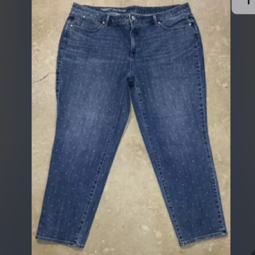 Talbots Flawless Slim Ankle Floral Blue Jeans 22W